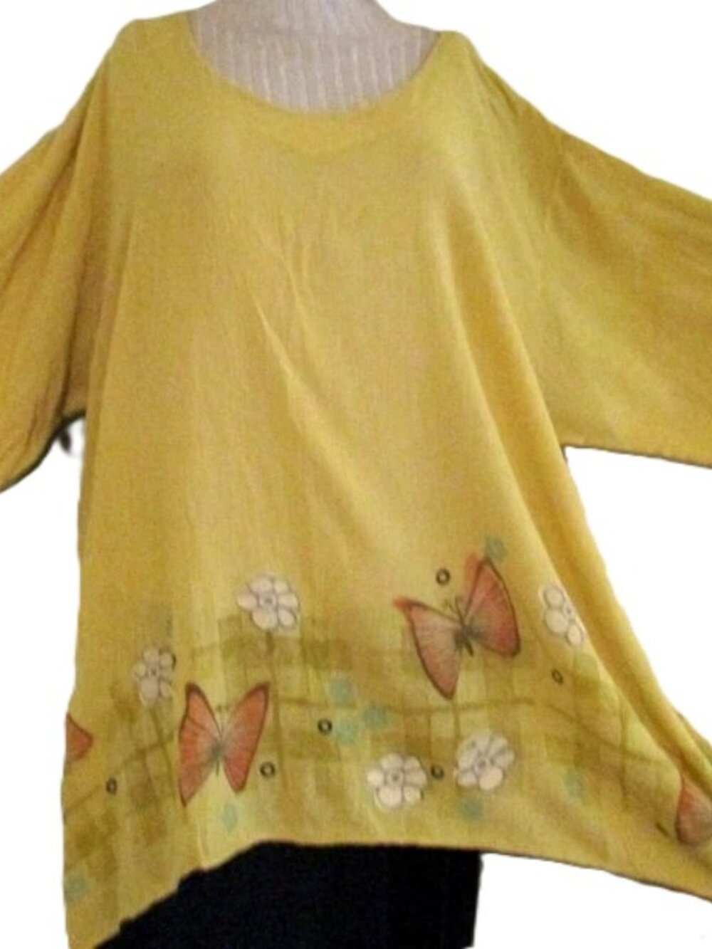 Blue Fish/Barclay Hand-Painted A-Line Tunic 2 B66" fit OS? Exquisite Art, Gauzy